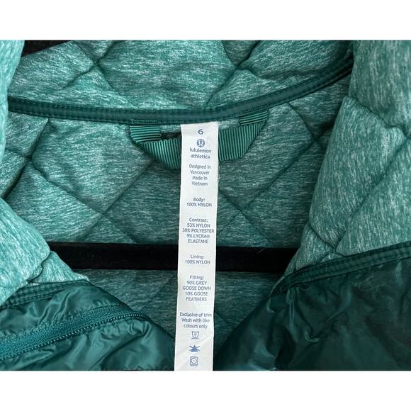 Lululemon Down for Run Pullover Jacket Forage Teal Running Size 6 - Picture 9 of 13